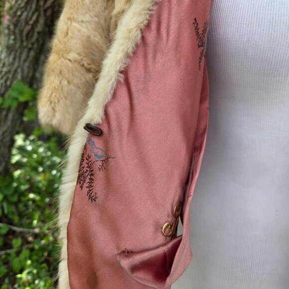 Macys VTG Genuine Mink Fur Stole Wrap Cape Light Brown Lined Collar Pockets - Picture 11 of 13